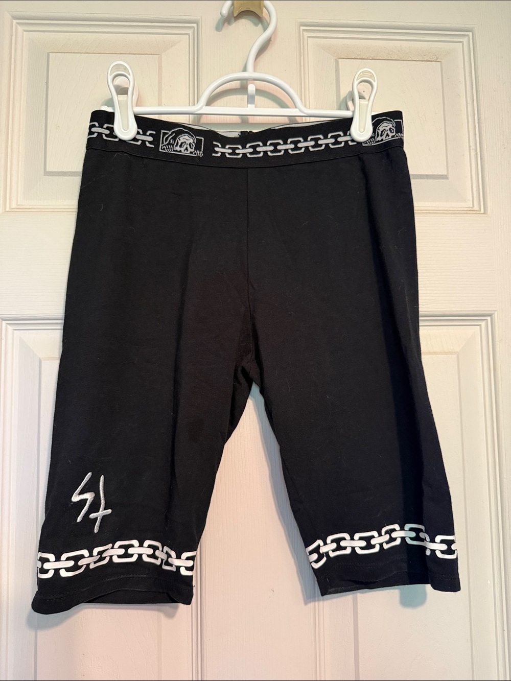 Lurking Class Biker Shorts with White Chain Accents